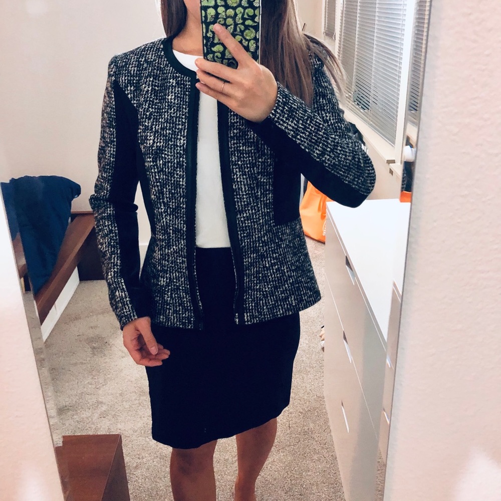 Classiques entier wool jacket with leather trim